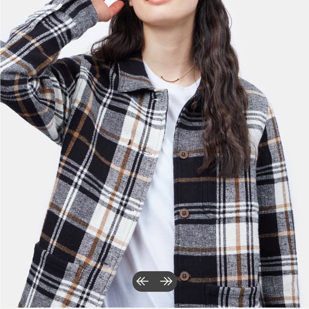 NWT Tentree Flannel Utility Jacket - Cloud White Arbor Plaid